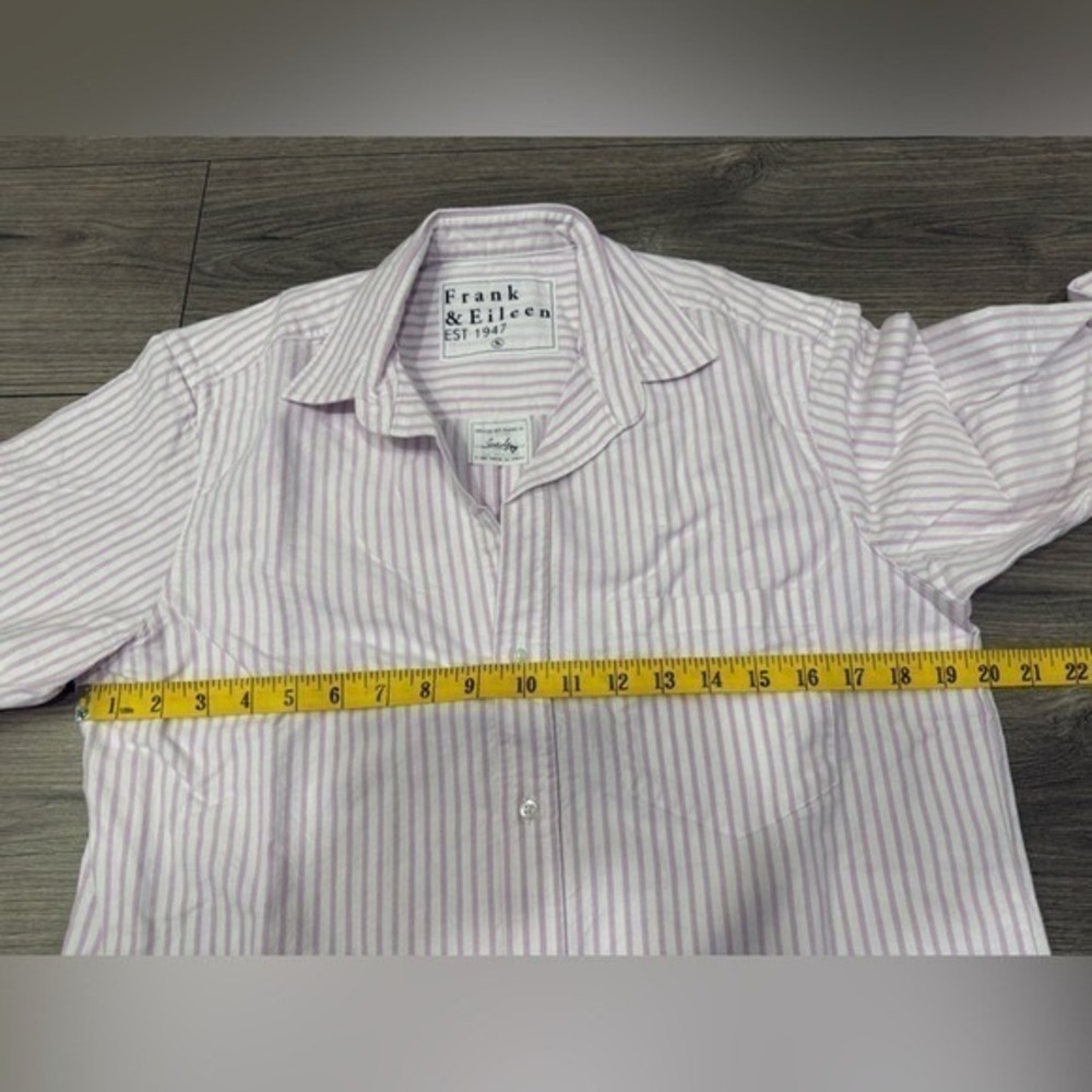 Frank & Eileen Joedy Boyfriend Cotton Button-Up Shirt WIDE PURPLE STRIPE NEW‎ S - Picture 10 of 12